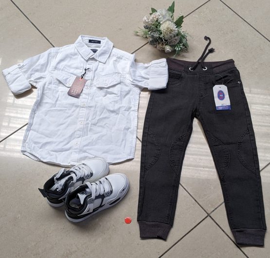 Boy Set Cargo Trouser & Shirt, Shoe