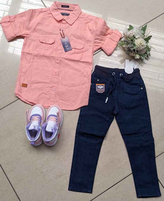 Boy Set Cargo Trouser & Shirt, Shoe